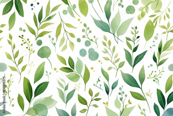 Obraz green leaves and branches. Vector illustration.