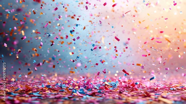 Obraz Colored party confetti with a white copyspace Abstract background