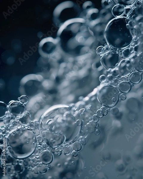 Obraz Macro foam bubbles of cleansing or moisturizer or toning or exfoliating on bottle