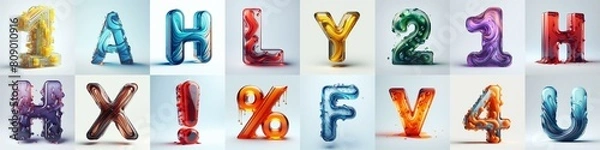Obraz glass 3D Lettering Typeface. AI generated illustration