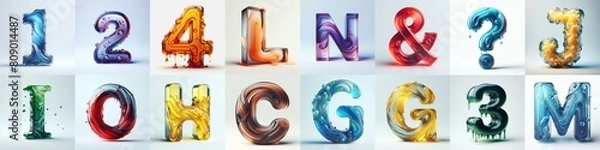 Obraz glass 3D Lettering Typeface. AI generated illustration