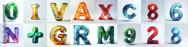 Obraz glass 3D Lettering Typeface. AI generated illustration