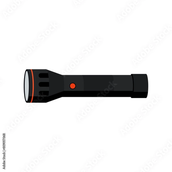 Fototapeta Compact and Powerful Pocket Flashlight for Outdoor Activity, Vector Flat Illustration Design