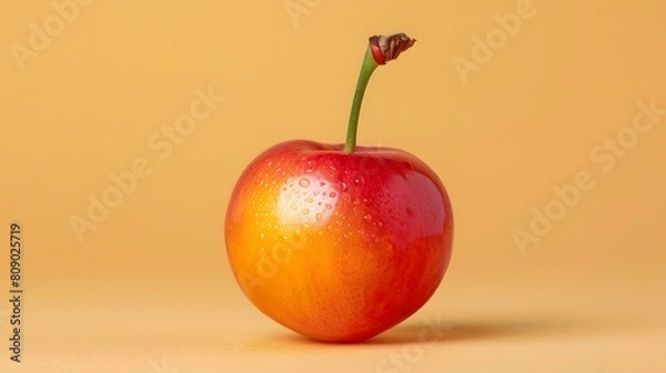 Obraz Cherry isolated on orange background macro still life studio shot