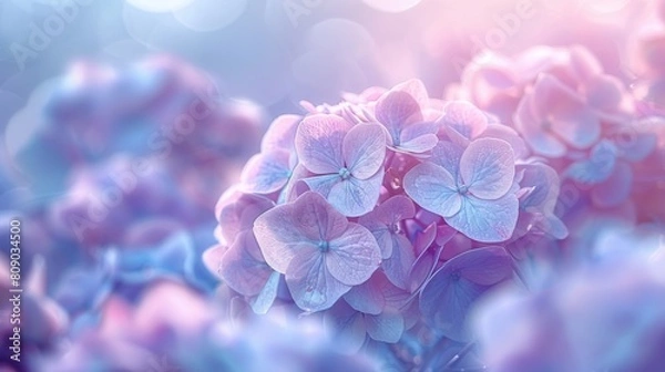 Obraz Dreamy Blue Hydrangea Flowers in Bloom background