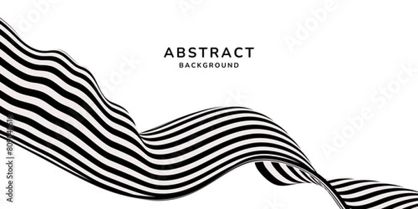 Fototapeta abstract background Black and white striped Wavy Lines, copy space. banner. vector.