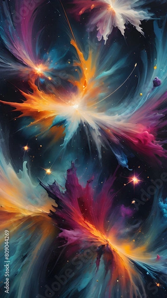 Fototapeta Colorful abstract fractal art with swirling patterns reminiscent of flowers