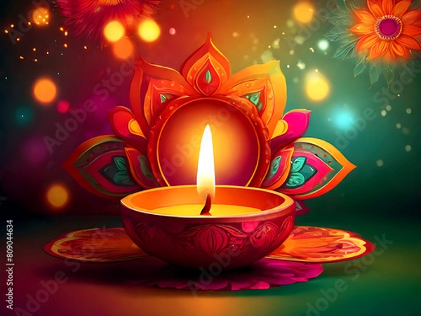 Obraz Happy Diwali Festival And Beautiful abstract background.