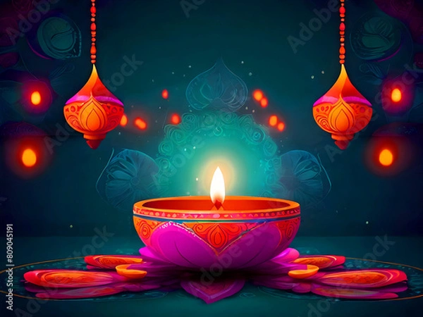 Obraz Happy Diwali Festival And Beautiful abstract background.