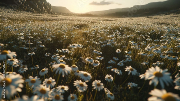Obraz  Golden Hour at Daisy Meadow 