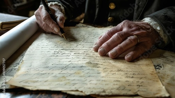 Obraz Handwriting Expert looking at the document