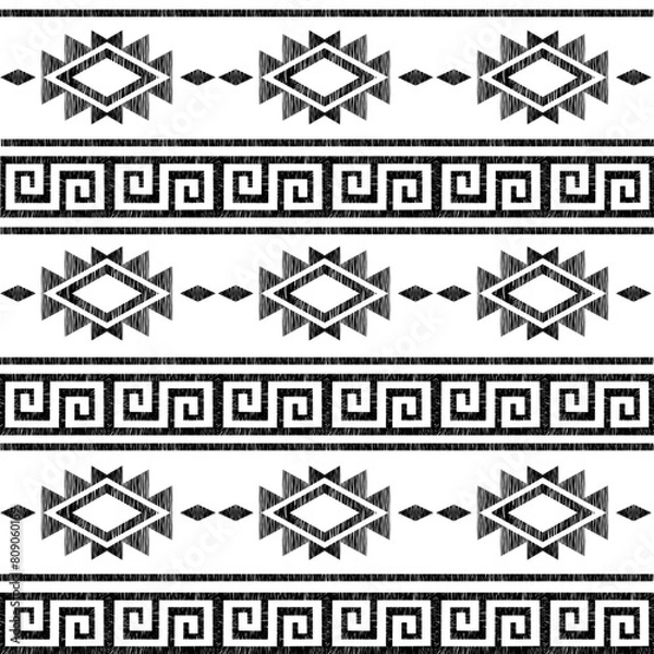 Fototapeta Seamless ethnic pattern. Handmade. Horizontal stripes. Vector illustration.
