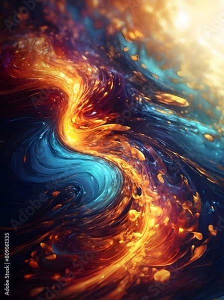 Obraz Colorful abstract beautiful wave background 