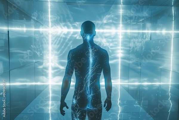 Obraz futuristic glowing man with backlight