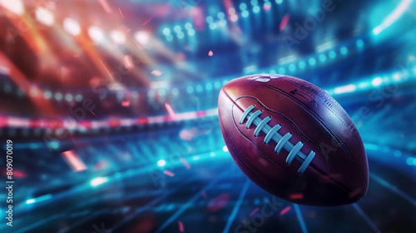 Fototapeta American Football in a Dynamic Stadium Setting. Generative AI
