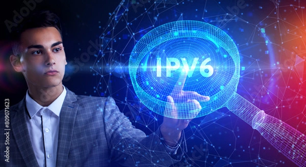 Fototapeta Business, Technology, Internet and network concept. IPV6 abbreviation. Modern technology concept.