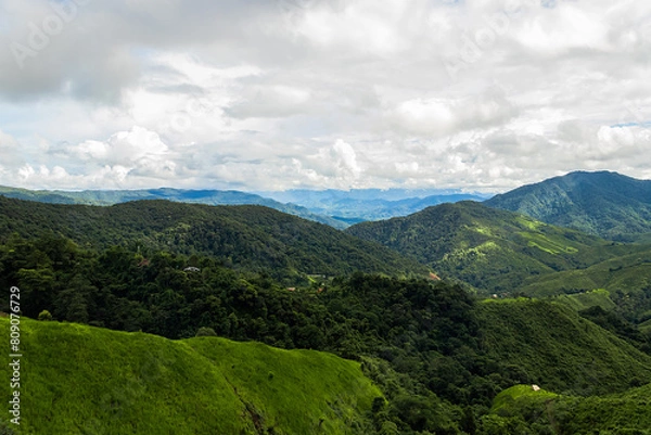 Fototapeta View of the green mountains at Thailand.