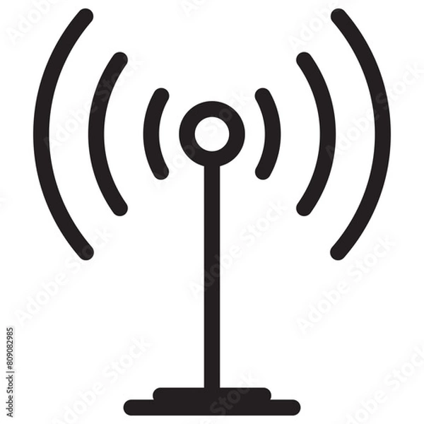 Fototapeta Antenna tower transmitting signal icon. Radio tower vector icon. Telecommunication signs and symbols. Wireless radio signal symbol. Transmitter  Wireless network icon. 
