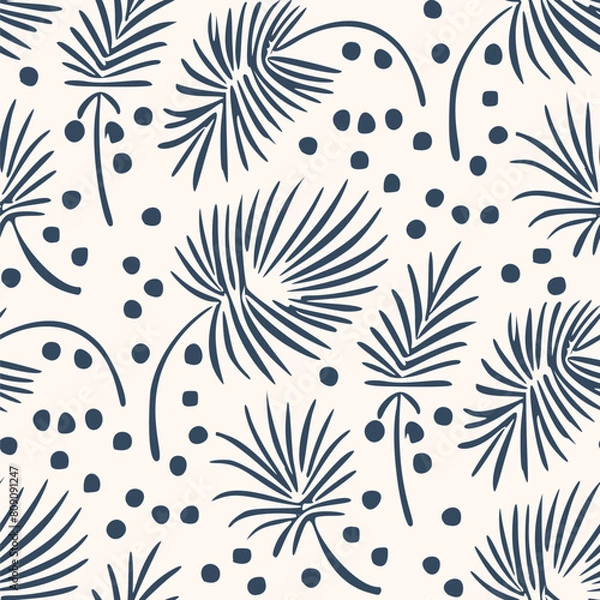 Fototapeta Black and white seamless pattern with flowers.  Vector