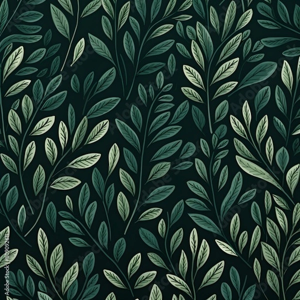 Obraz Green leaves pattern. Generative AI.