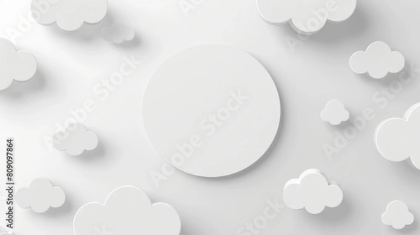 Fototapeta   A collection of white clouds drifts in the sky, encircled by another larger white circle in their midst