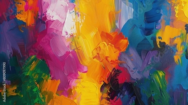 Obraz Abstrakcyjne malowidło kolorowych farb na białym tle