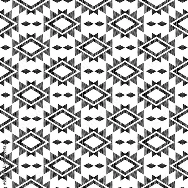Fototapeta Seamless ethnic pattern. Handmade. Horizontal stripes. Vector illustration.