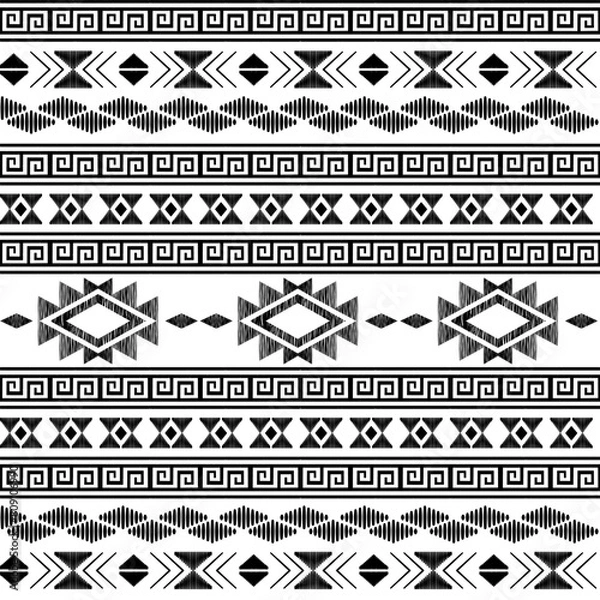 Fototapeta Seamless ethnic pattern. Handmade. Horizontal stripes. Vector illustration.