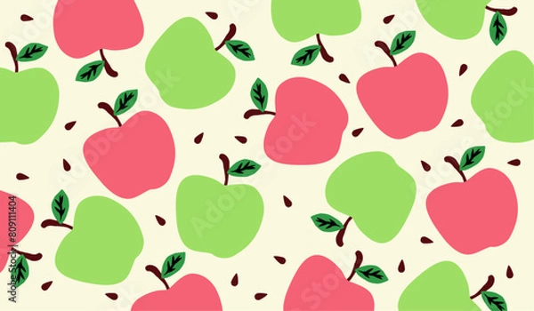 Fototapeta Cute apple fruits pattern background vector design