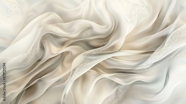 Fototapeta Wisps of delicate smoke in beige and ivory, infused with a neon silver texture for a touch of sophistication.