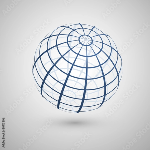 Fototapeta Wire frame planet sphere icon. Vector illustration