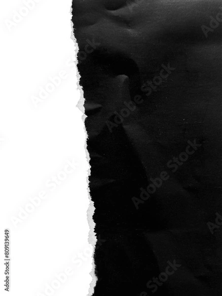 Fototapeta Papel rasgado transparente. Detalhe elemento gráfico. rasgar, com fundo transparente. Estilo retrô, vintage, antigo. Desgin. preto e branco. Sombra suave.