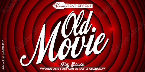 Obraz White Cinema Old Movie Vector Editable Text Effect Template