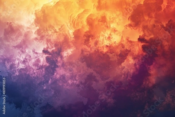 Fototapeta A colorful cloud filled with an abundance of clouds in an array of warm hues, A colorful array of warm hues blending together in the sky