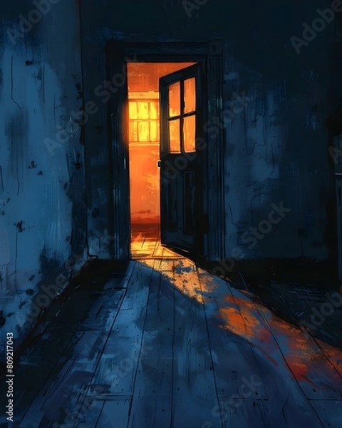 Fototapeta Light Filters Through a Mysterious Transom in a Modern Interior