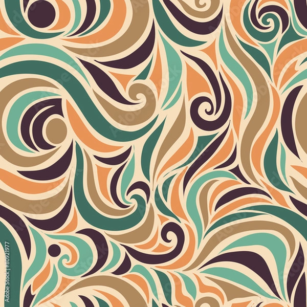 Fototapeta Wave vector seamless hand drawn pattern