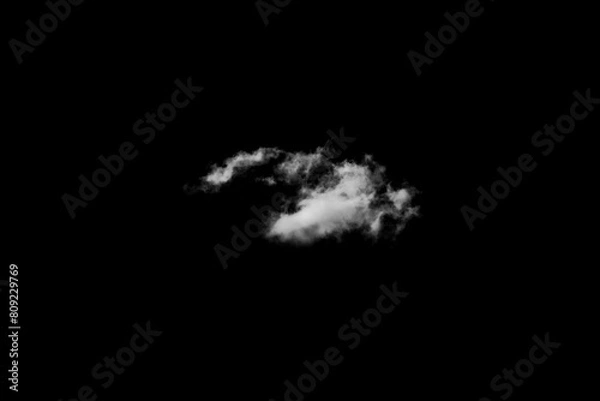 Fototapeta small fluffy cloud overlay on black background