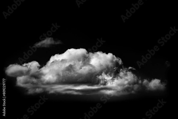 Fototapeta Fluffy Dramatic Cloud on isolated black overlay, huge resolution