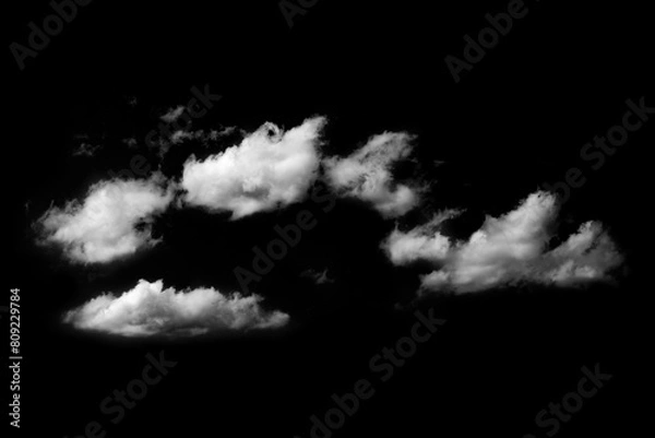 Fototapeta clouds isolated overlay on black background, huge resolution