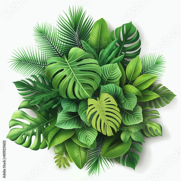 Fototapeta A bunch of green leaves are arranged in a circle
