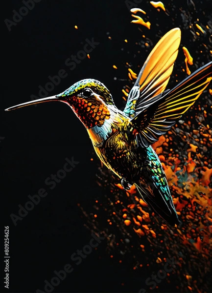 Fototapeta Hummingbird bird fauna colors vivid generative ai