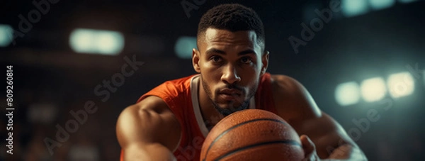 Fototapeta Basketball Player Dribbling. Close Up.