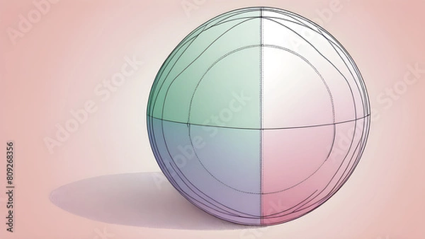 Fototapeta Pastel colored circular sphere, geometric graphic diagram that can be used as presentation background material
