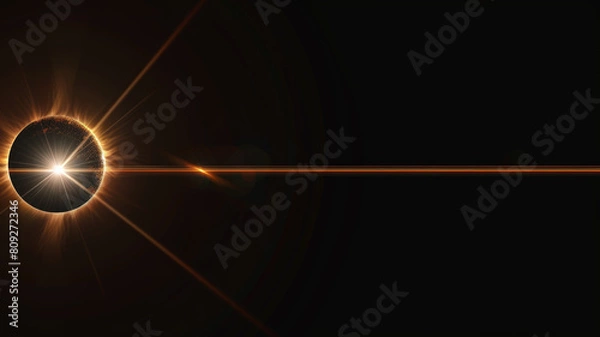 Fototapeta Solar Eclipse with Lens Flare on Black Background