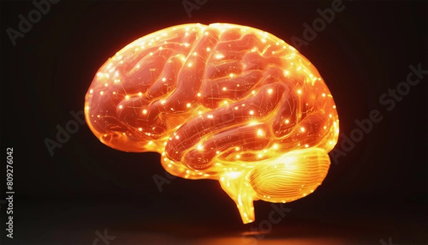Obraz Glowing brain. Artificial intelligence. Neural connections