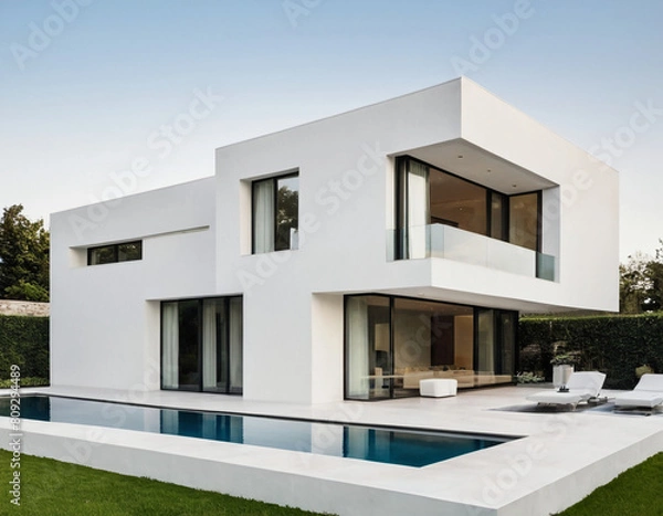 Fototapeta modern house with a swimming pool