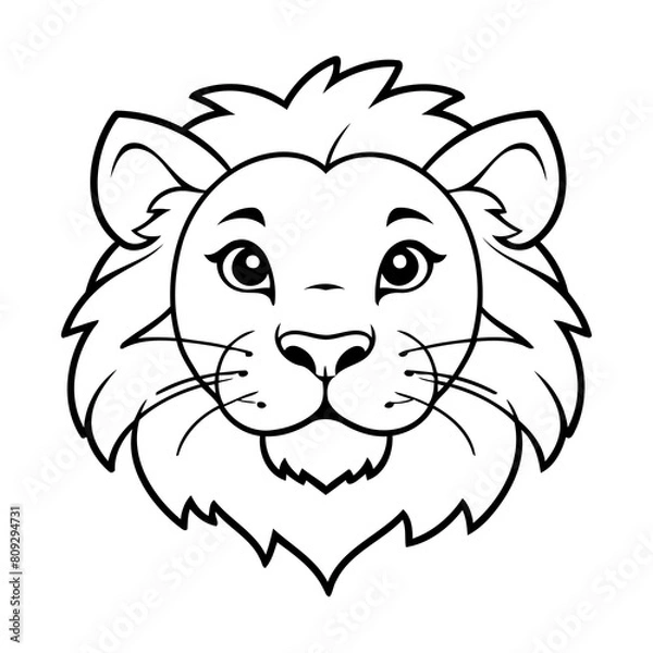 Fototapeta Vector illustration of a cute Lion doodle for toddlers coloring activity