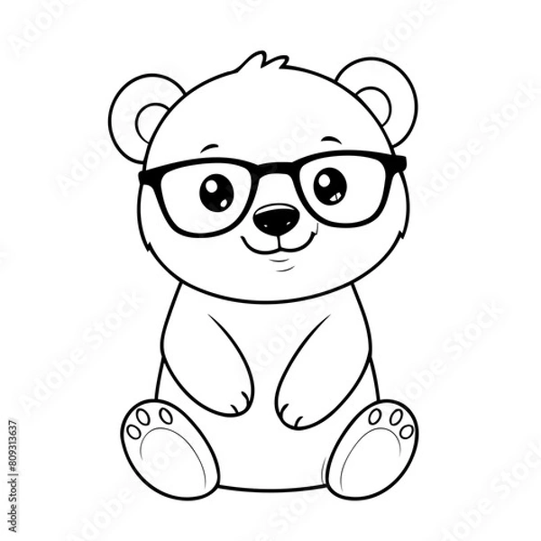Fototapeta Simple vector illustration of PolarBear drawing for toddlers coloring activity