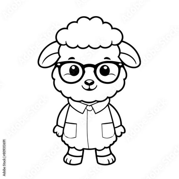 Fototapeta Simple vector illustration of Sheep for kids coloring page