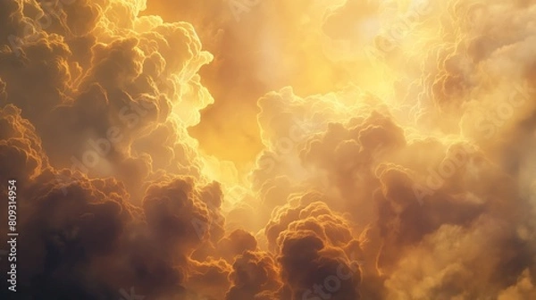 Fototapeta Ethereal Abstract Clouds Bathed in Golden Sunlight